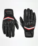 Black racing gloves with red accents